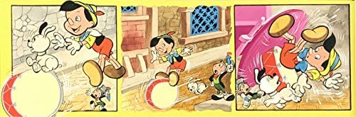 Pinocchio e Jiminy Cricket original arte usada para ilustrar o Storybook. 1973
