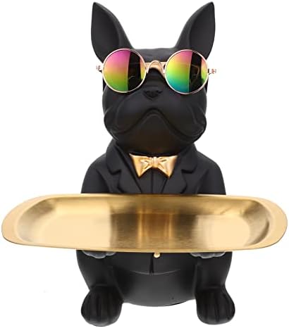 Lioobo fofo cachorro estatueta bandeja de jóias de jóias exibição de prato de sobremesa doce alimentos que servem
