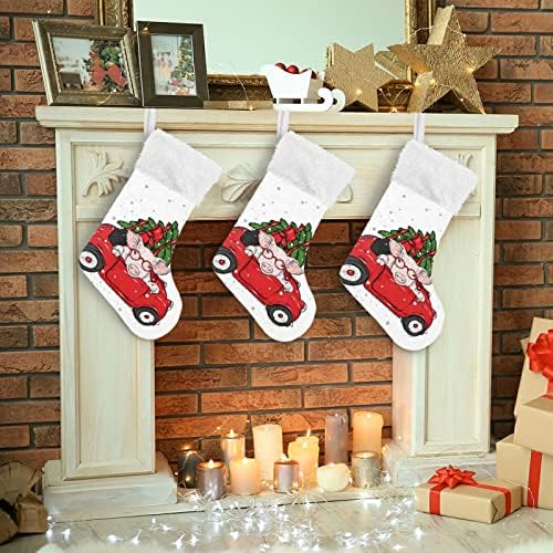 Alaza Christmas meias porco no carro com a árvore de Natal Classic Classic personalizado Decorações