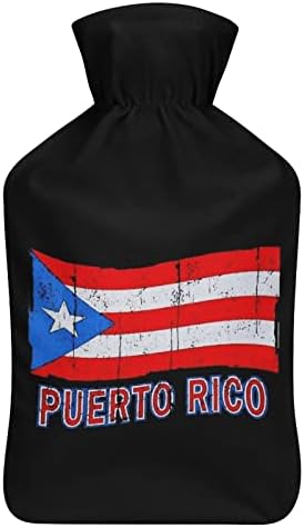 Bandeira do orgulho porto -riquenho garrafa de água quente com tampa macia bolsa de água quente para pés para o