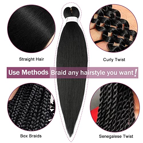 Fácil trança pré -esticada cabelos de trança de 14 polegadas 3packs produtos de cabelo preto para