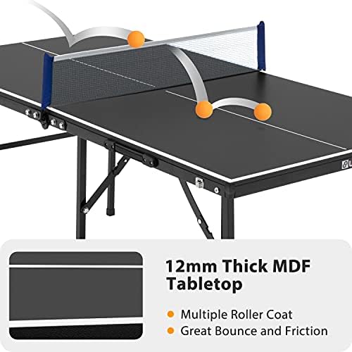 Ubon dobrável tamanho pequeno ping pong tabela-60 x 30 mesa de tênis portátil tênis com líquido/posta
