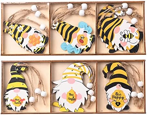 Ornamento de casa Conjunto de abelhas de fronteira Decorações de festivais pintadas 3 grade caixa de madeira