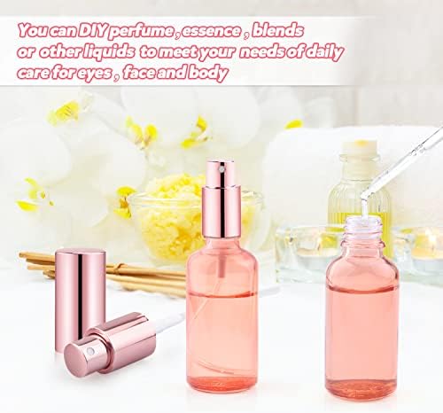 DMUUUUDM 6 pacote 0,5 oz/15ml garrafas de spray de vidro rosa, atomizador de névoa de perfume vazio,