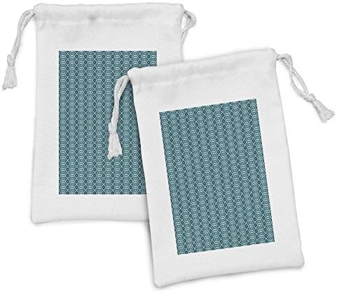Conjunto de bolsas de tecido azul de Ambesonne de 2, padrões geométricos abstratos de projeto simtrcal