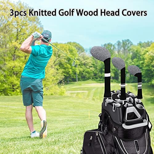 Capas de clube de golfe de Lefeng 3pcs, capas de golfe de tricotar