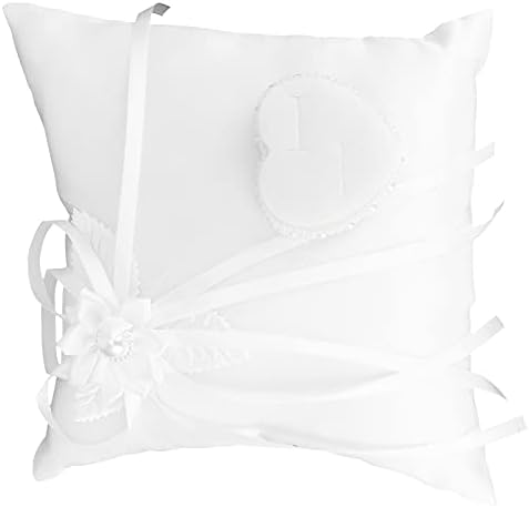 Travesseiro de portador com elegante cetim flora coração formato de almofada de casamento FAVORES