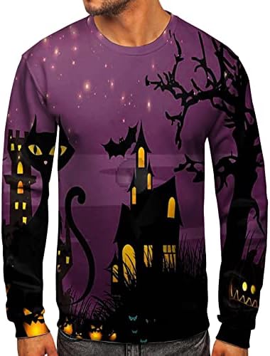 Sorto xxbr Halloween para homens, 2022 New Halloween Cat Bat Pumpkin Pullover Party Party Casual Sweetshirt