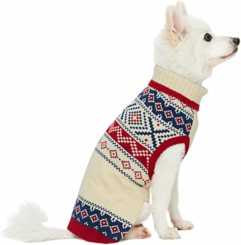 Suéter familiar de natal de animais de estimação para cachorro, feira de férias Isle gola alta suéter