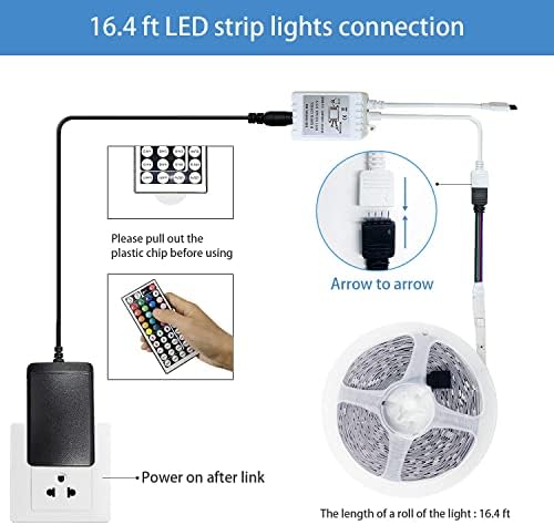 Luzes de tira LED de Reikoz, tira leve de LED com caixa remota, controle, 16,4 pés 5050 RGB Luzes