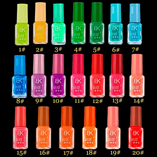 20 Cores Série de esmalte de gel luminoso neon fluorescente para brilhar em ferramentas de unhas escuras ferramentas de moda feminina