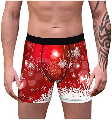 Xzhdd Boxer de Natal para homens, 3D Funny Xmas Santa Claus Impresso Roupa Roupa Brandável de Trunks Bobantes