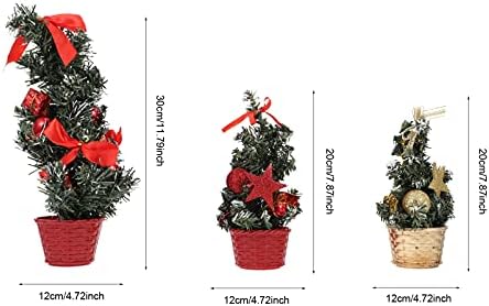 Ornamentos do jardim mini árvore de Natal Artificial Treça de Natal Pequena pinheiro de Natal com 3pcs