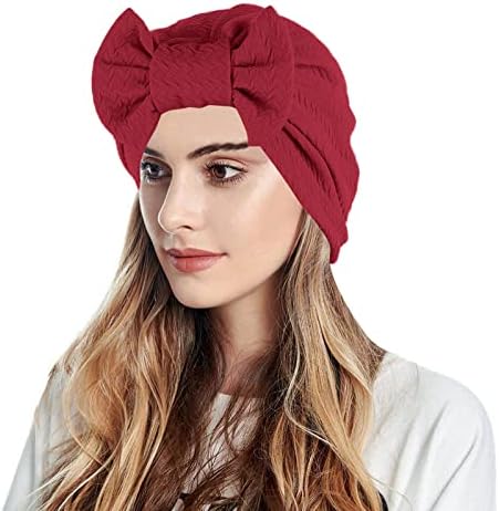 Caps Headwear para mulheres Beanies Muslim Turbow Hatbow Hair Bonnet Cabeça Capa de Lobrif