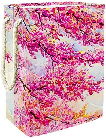 Flor de cerejeira Indomer na bela montanha 300d Oxford PVC Roupas à prova d'água cesto grande cesta de roupa