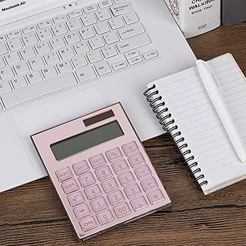 Calculadoras de E&O acessórios de mesa de ouro rosa, energia solar 12 dígitos Display LCD para mesa de escritório