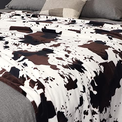 Manta de estampa de vaca de flanela Edenleaf 60 x80, cobertor ultra aconchegante de vaca para cama de sofá e viagens, cobertores de arremesso de vaca para cama, cobertor de tamanho duplo de todas as estações 60 x80