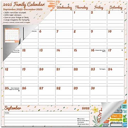 Calendário da família 2023 - Pacote de calendário da família Deluxe 2023 com mais de 400 adesivos de calendário