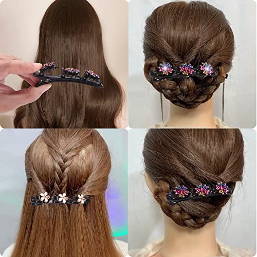 Clipes de cabelo trançados para mulheres, 6pcs Cristão de cristal brilhante clipes de cabelo com 3 clipes