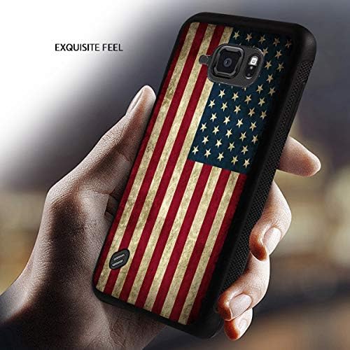 Caso ativo do Galaxy S6, Cicplkse Vintage Antigo American Flag Design TPU Slim Anti-Rratch Protection