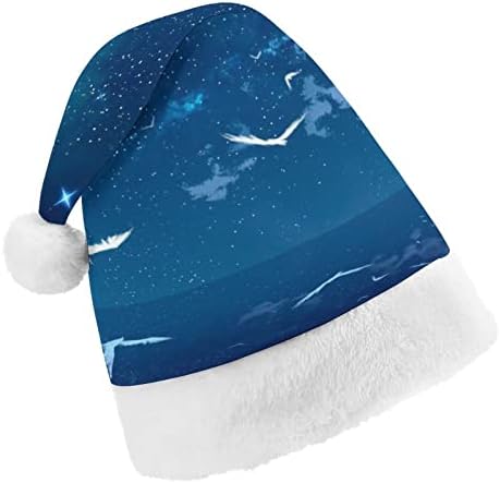 Seagull Starry Sky Christmas Hat Christmas Plush Santa Bap Funny Beanie para a Festa Festiva do