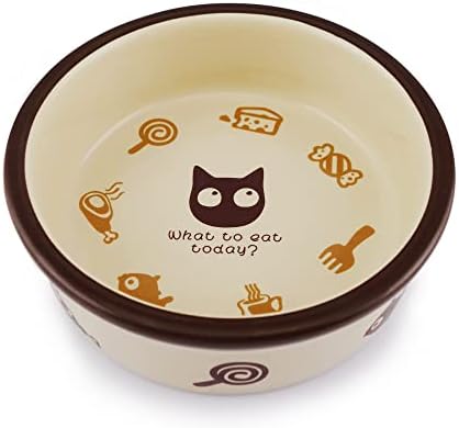 Tigela de comida de gato de cerâmica ttcat, padrão de desenho animado fofo, tigela básica de cães e gatos, pequenos