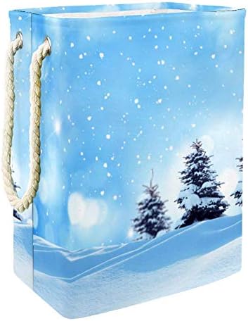 DJROW Bolsa dobrável de lavanderia de inverno Paisagem de Natal com árvore lata de roupa dobrável alta