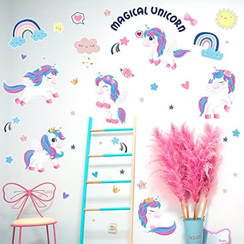 Charmoso Cartoon Unicorn Rainbow Love Wall Decal