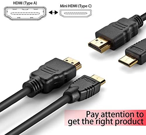 Cabo HDMI de alta velocidade 6 'HDMI para Mini HDMI Transfer Cable para Canon Eos Rebel T3 Câmera Digital AV