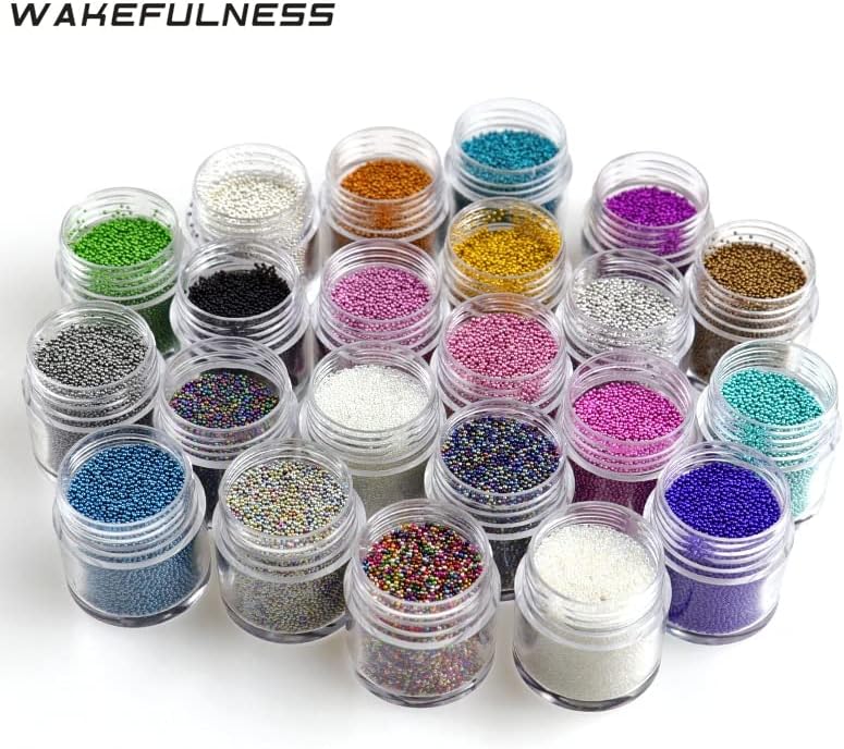 Wakefulness 10g/jar com unhas Caviar contas 0,6-0,8 mm Mini contas de vidro coloridas para encantos de unhas