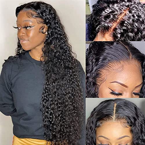 13x4 Wigs frontais de renda de onda profunda para mulheres negras 34 polegadas de profundidade perucas frontais