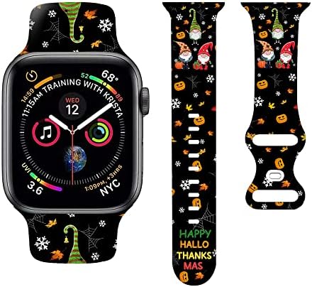 Bandas de terror de relógio de Natal Bandas esportivas compatíveis com pulseiras de 38 mm 40mm Presente de silicone