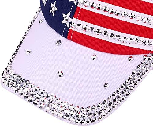 OAESC Patriótico Americano Bandeira Baseball Cap USA Bling Sparkle Hat For Men Mulheres 4º Julho de Julho Sun