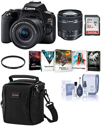 Câmera Canon EOS Rebel SL3 DSLR com 18-55mm, kit de pacote acessório, bolsa de câmera lowepro + 16 GB