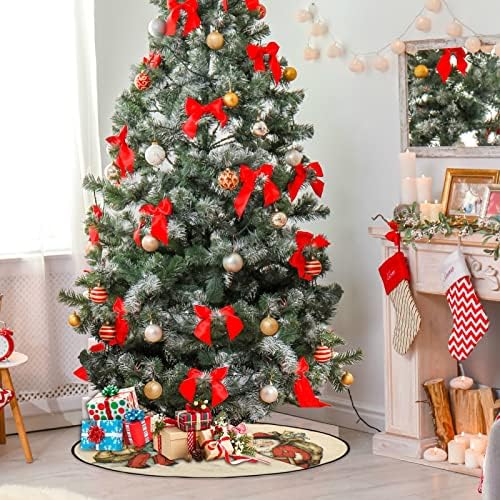 VISESUNNY TRIA DE NATAL MAT Feliz Natal Vintage Santa Chimney Tree Stand Mat Floor Protetor Absorvente Tree Stand
