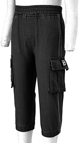 Calças de carga de cintura elástica de meninos de garotos Aislor com bolsos Joggers Street Hip