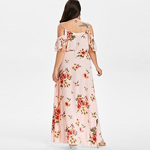 Haoricu Womens Formal Dress Skirt Summer Banquet Cocktail Party Weddess Dressess Rose Print Maxi Dress