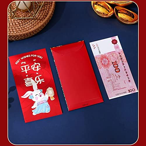 Envelopes vermelhos de Baiwovis para o festival da primavera 2023 - Padrões de coelho, presente com