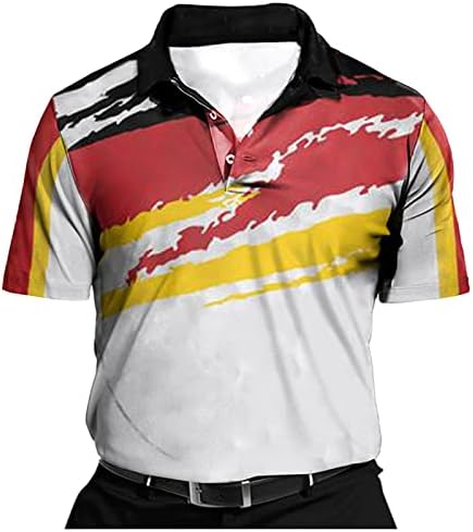 Camisa de golfe masculina esportes casuais colarinho estampado de manga curta