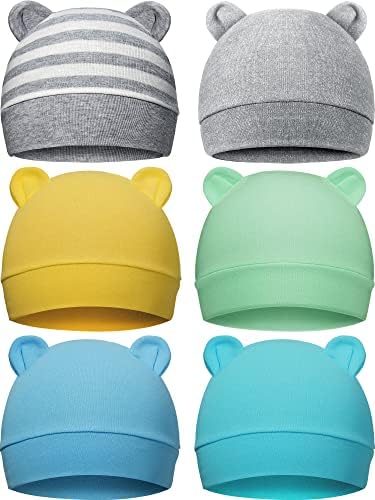 Geyoga 6 peças chapéu de bebê recém-nascido urso ouvidos bonés infantis menino menina garoto de criança chapéu de gorro infantil por 0-3 meses