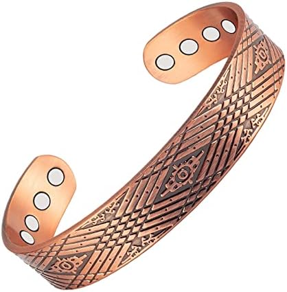 Pulseira de cobre magnética Enermagix para homens, 99,9% de pulseira de homens de cobre pura de cobre