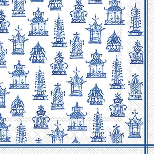Boston International Rosanne Beck 3-Bly Paper Guardy, tamanho de coquetel de 20 contagens, azul de pagode azul