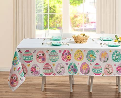 Retângulo de toalha de mesa da Páscoa de Kadut, toalha de mesa de tecido de ovos de Páscoa, elegante,