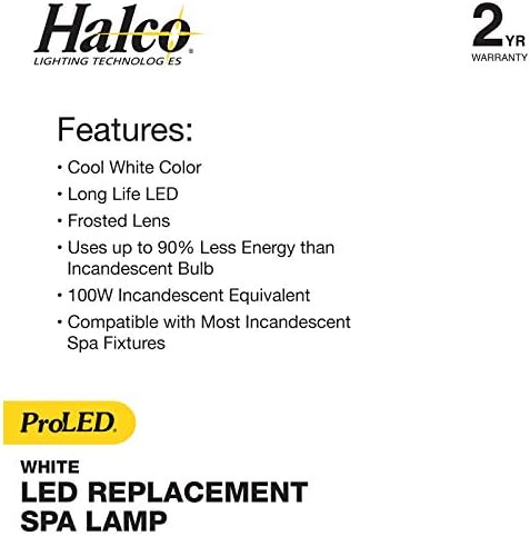 Halco Lighting Technologies LLWS-12-1 Piscina branca prolida e lâmpada de spa, 12 volts, 7 watts