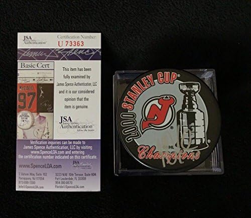 Martin Brodeur assinou o New Jersey Devils 2000 Stanley Cup Puck JSA COA U73363 - Pucks NHL autografados