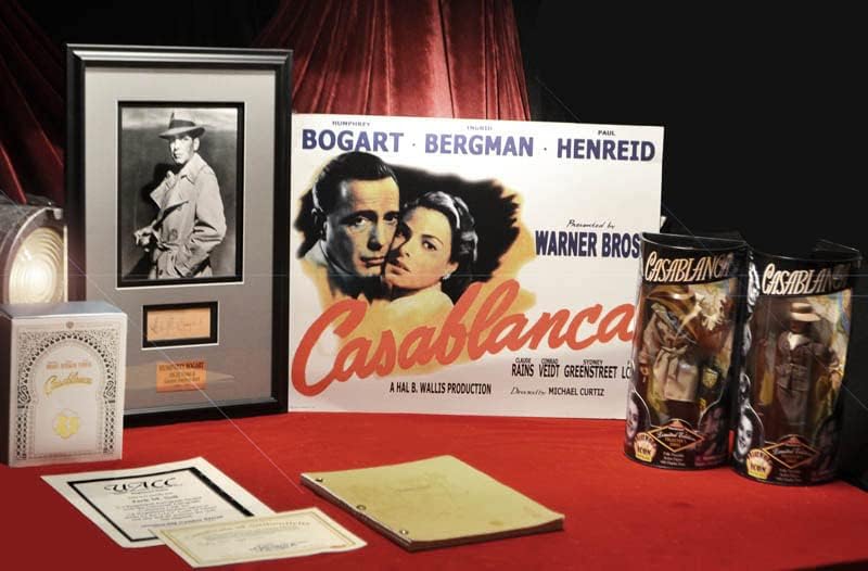 Assinado Humphrey Bogart Autograph, Casablanca Doll, Blu DVD, quadro, script, CoA