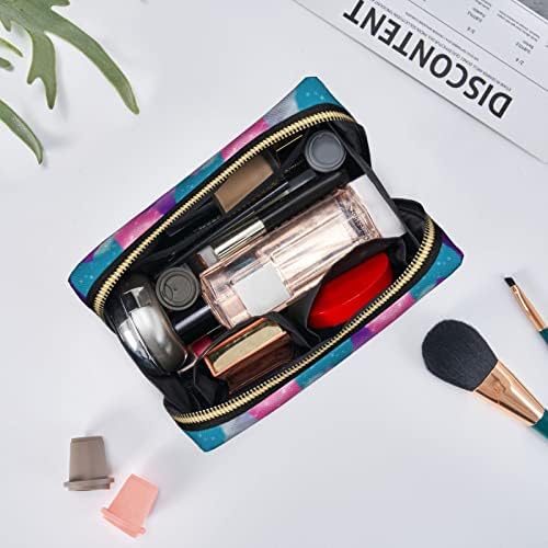 AllGobee Smal Leather Makeup Bag Llama-Galaxy-Rainbow para bolsa de maquiagem de viagem para a bolsa