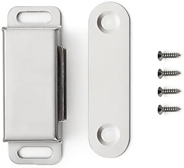 Ravinte 4 Pack Silver Magnetic Door Catch, ímãs de armário de níquel de cetim escovados, trava