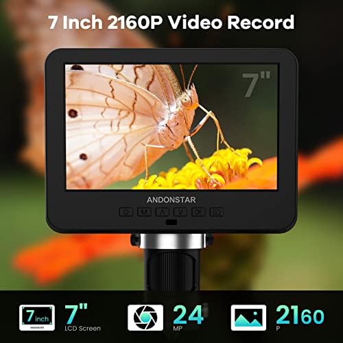 Microscópio digital HDMI Andonstar AD246S-P HDMI com tela de 7 '', 4000x 3 lente 2160p Record de vídeo UHD, microscópio