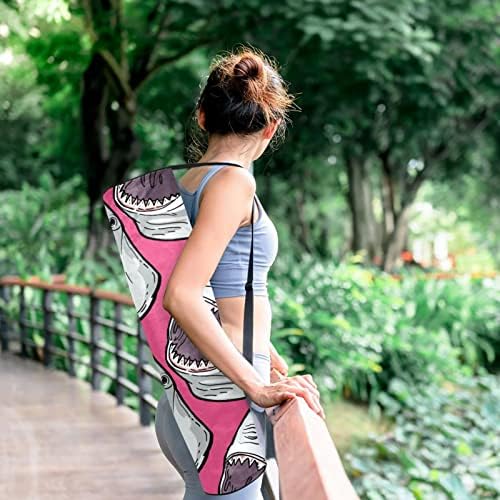 Exercício ioga tapete de transporte de bolsa transportadora com alça de ombro tubarões rosa saco de
